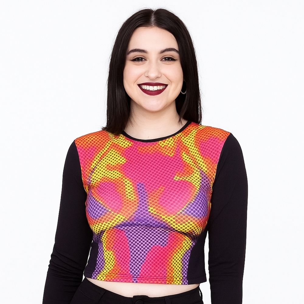 Gorglitter Multicolor Crop Top Large NWOT
